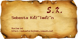 Sebesta Kálmán névjegykártya